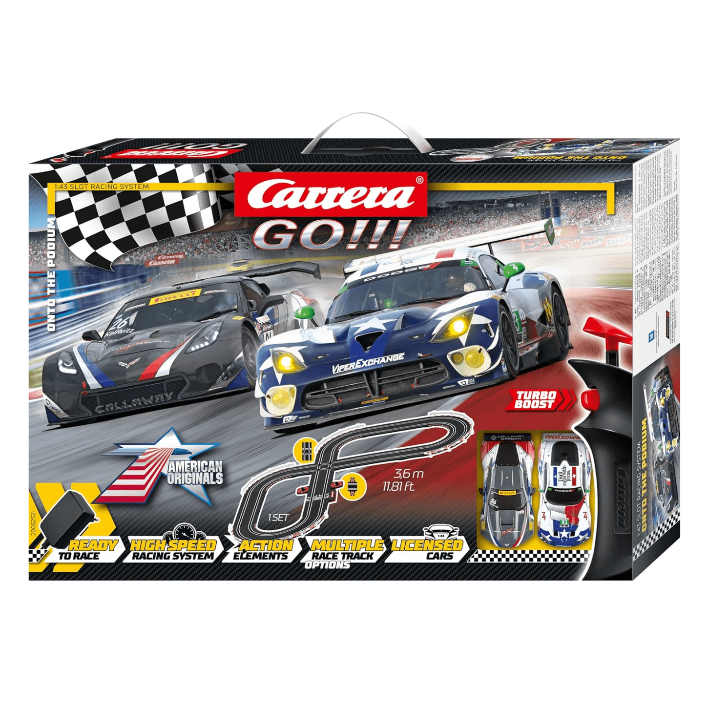 AUTORAMA CARRERA GO PISTA ELÉTRICA 3,6 METROS ONTO THE PODIUM 1/43